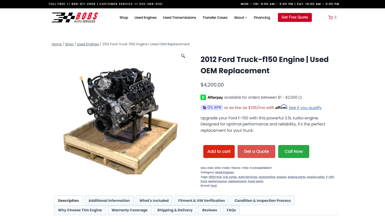 2013 Ford Truck-f150 Engine | Used OEM Replacement
