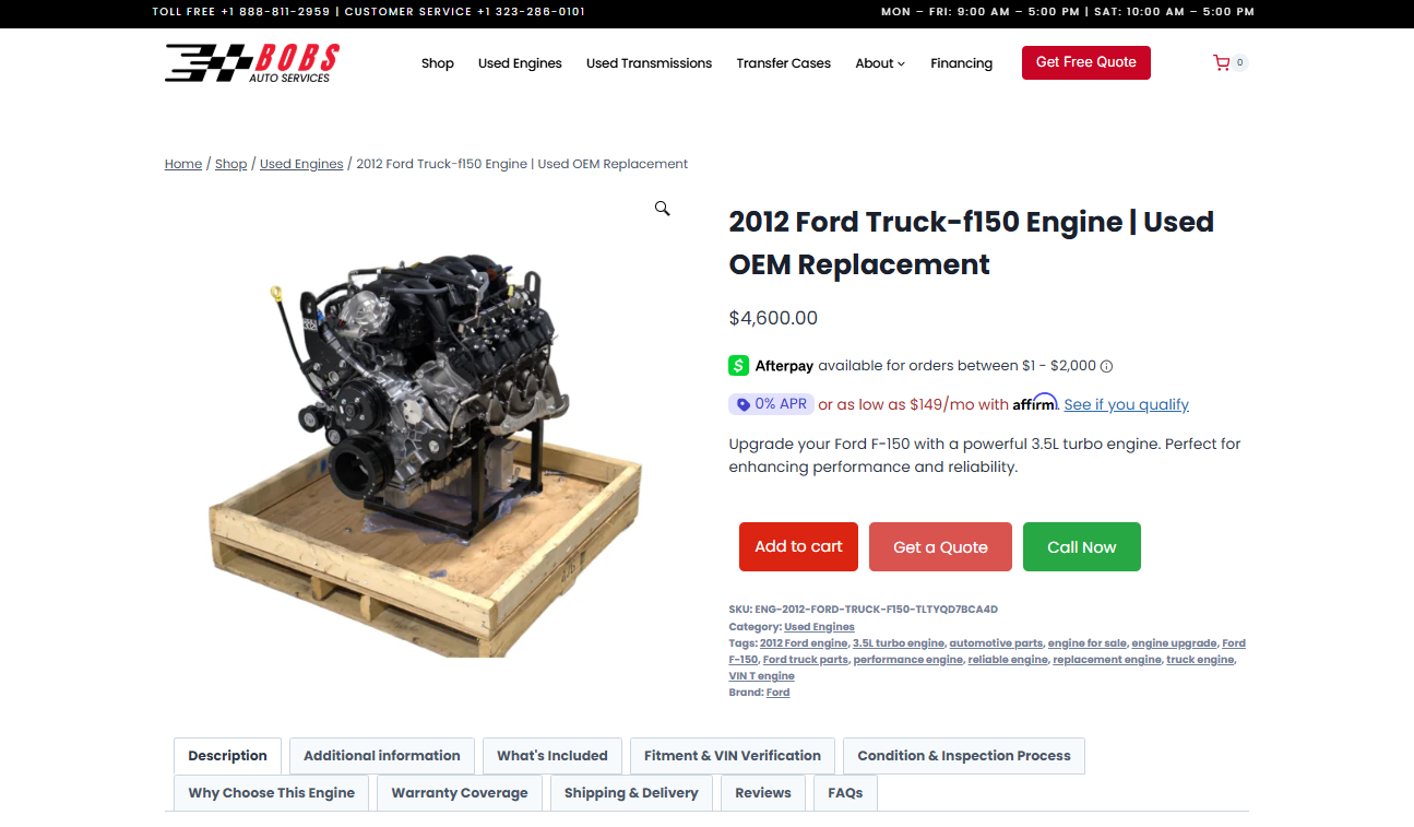 2013 Ford Truck-f150 Engine | Used OEM Replacement