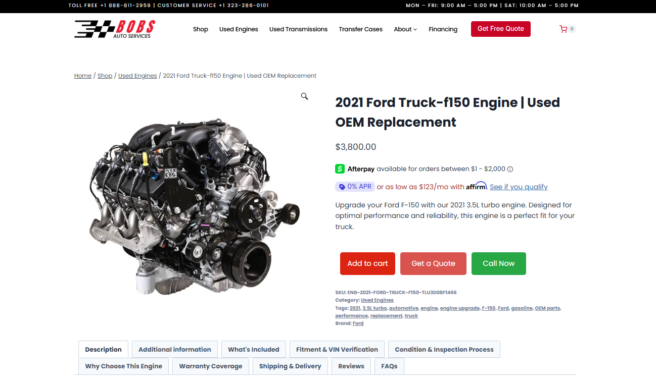 2013 Ford Truck-f150 Engine | Used OEM Replacement